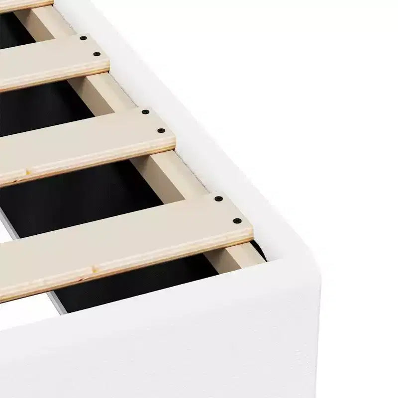 Bed Frame White Faux leather, plywood, engineered wood Twin XL