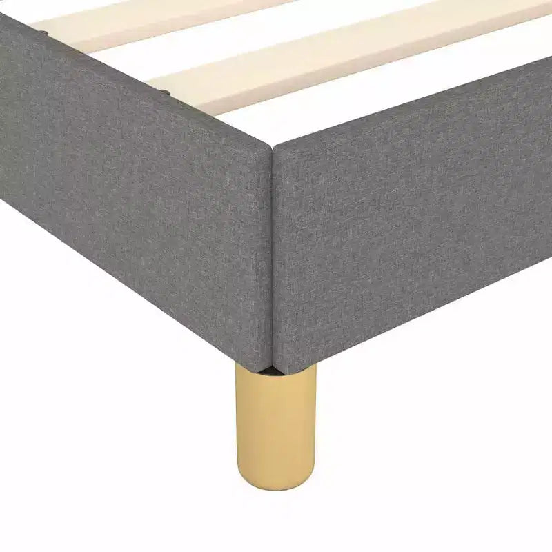 Bed Frame Dark Grey Polyester, Plywood, Engineered Wood Twin XL