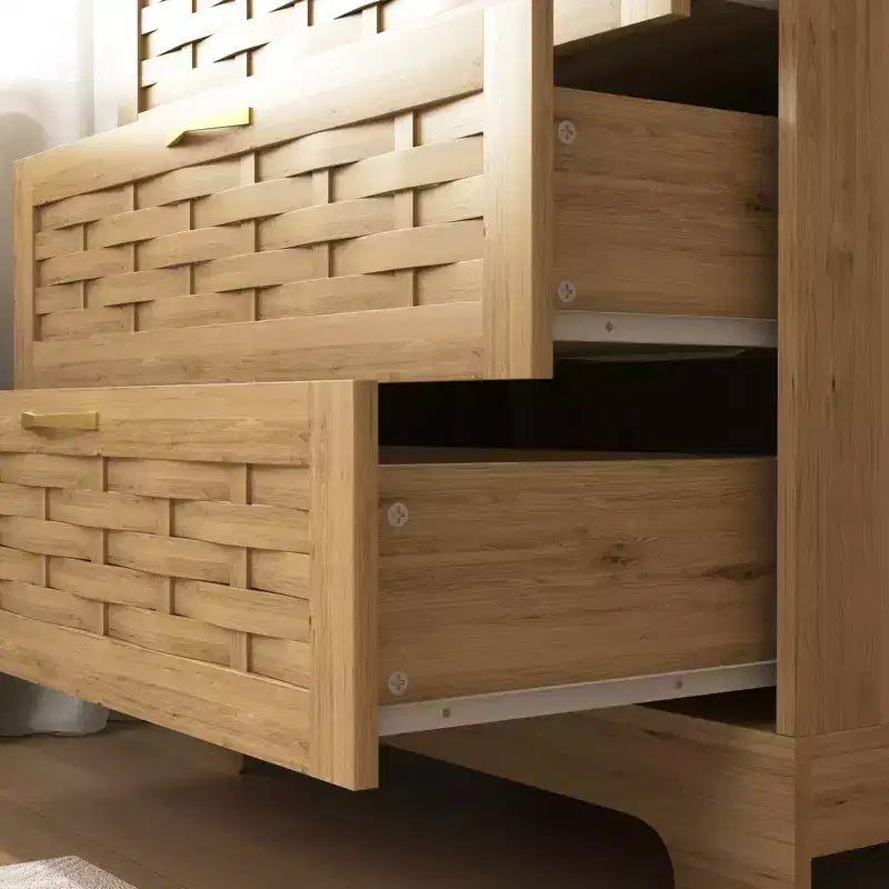 Homy Casa 4-Drawer Wood Dresser Storage Cabinet, Natural, MDF