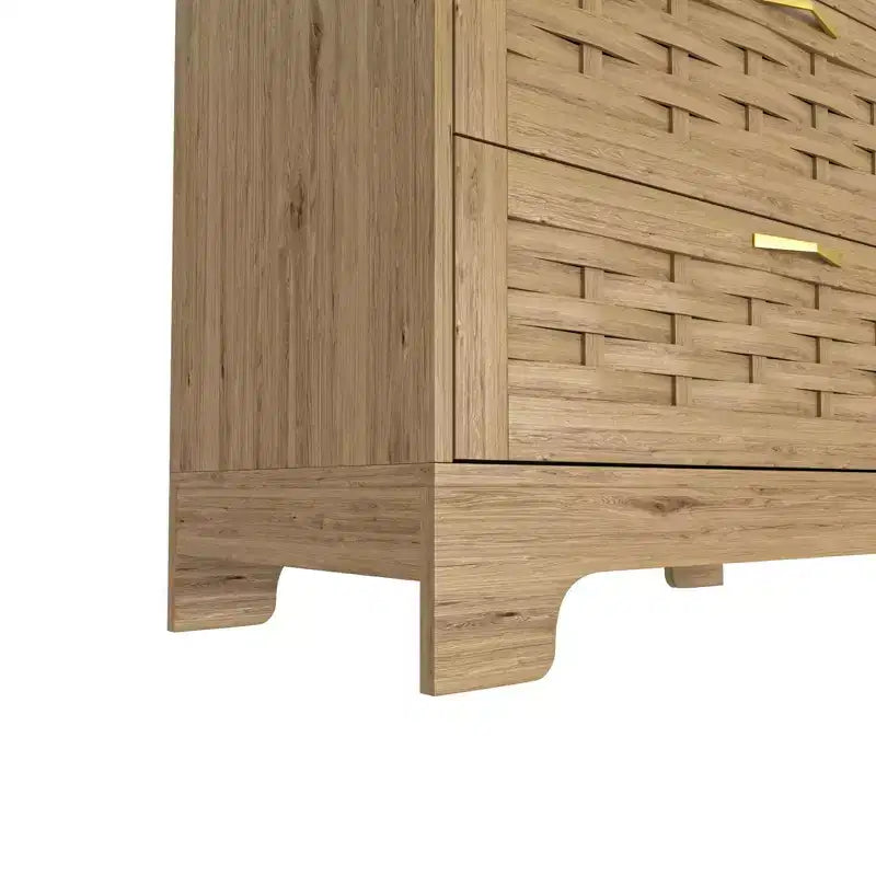 Homy Casa 4-Drawer Wood Dresser Storage Cabinet, Natural, MDF