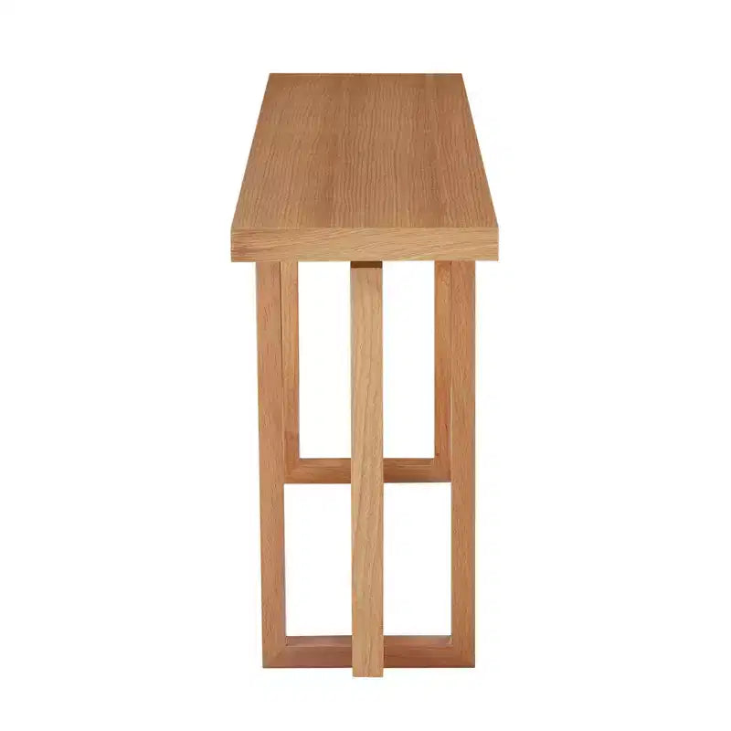 GDFStudio Wystan 59.05 Modern Wooden Rectangular Narrow Console Table with Rubberwood Legs
