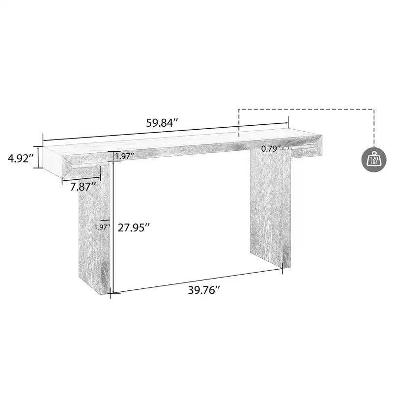 60 Modern Farmhouse Entryway Console Table with Wood Veneer Finish, Sofa Table for Living Room, Hallway, or Foyer - Panipeachy