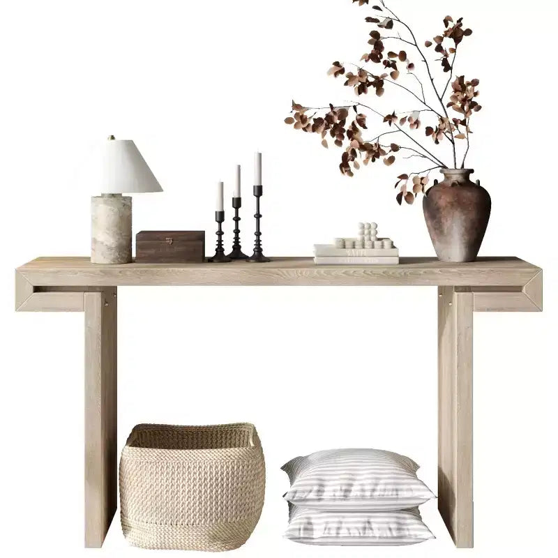 60 Modern Farmhouse Entryway Console Table with Wood Veneer Finish, Sofa Table for Living Room, Hallway, or Foyer - Panipeachy