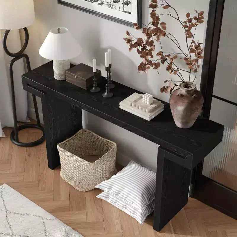 60 Modern Farmhouse Entryway Console Table with Wood Veneer Finish, Sofa Table for Living Room, Hallway, or Foyer - Panipeachy