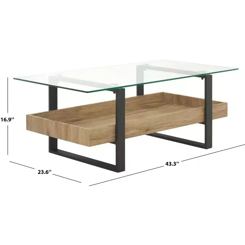 Auberon Coffee Table - COF7015A - Glass/Natural - Safavieh