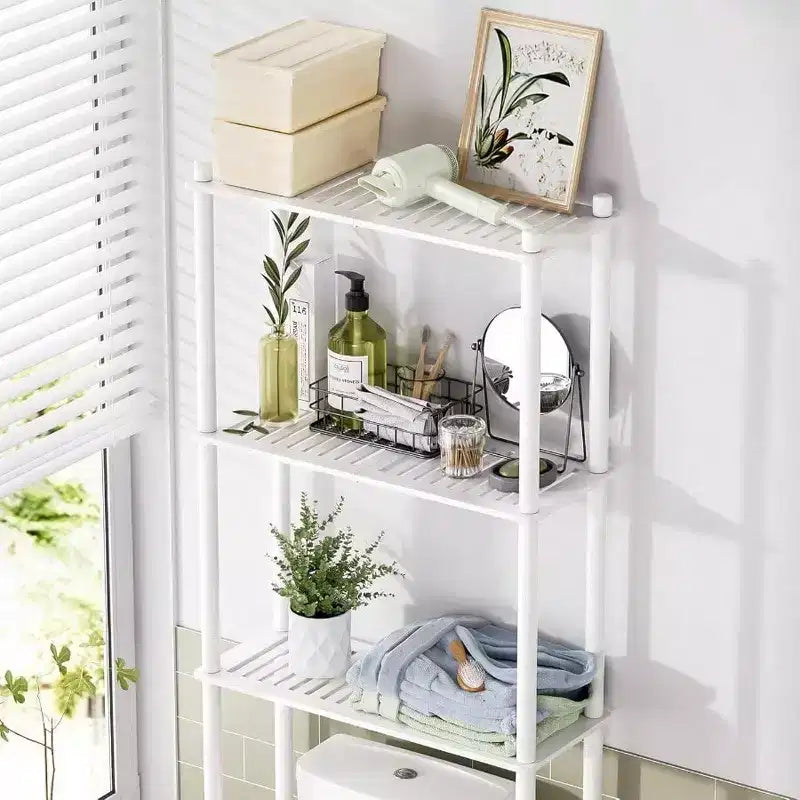 Over Toilet Storage Shelf Space Saver 3 - Tier Bathroom Organizer Rack White Matte Finish Easy Install Large Capacity