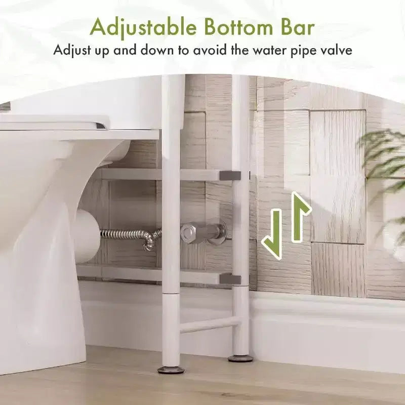 Over Toilet Storage Shelf Space Saver 3 - Tier Bathroom Organizer Rack White Matte Finish Easy Install Large Capacity