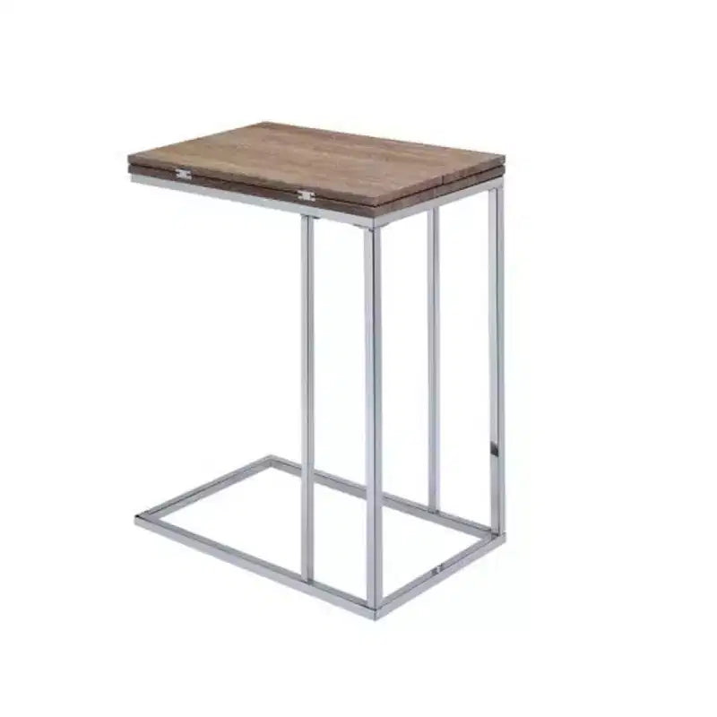 Royal Hampton Side Table, Weathered Oak & Chrome