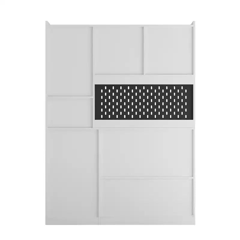 JVNOXK L-Shaped Multi-Functional Corner Storage Unit Charging Desk with Drawers Computer Desk with Shelving LED Lighting Home Office Desk - White