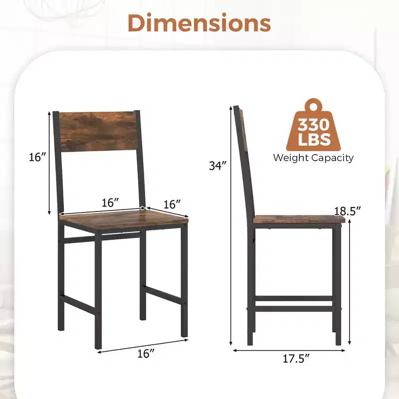 Costway Set of 2 Dining Chairs w/Metal Legs Slanted Back Wide Seat for Living Room
