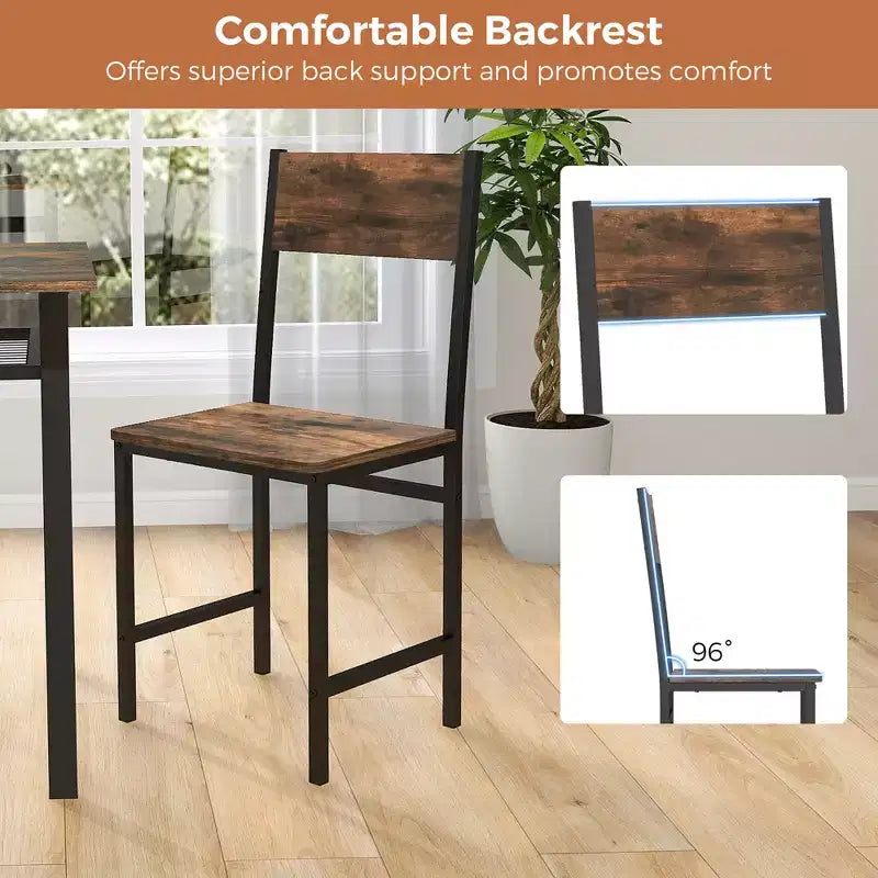 Costway Set of 2 Dining Chairs w/Metal Legs Slanted Back Wide Seat for Living Room