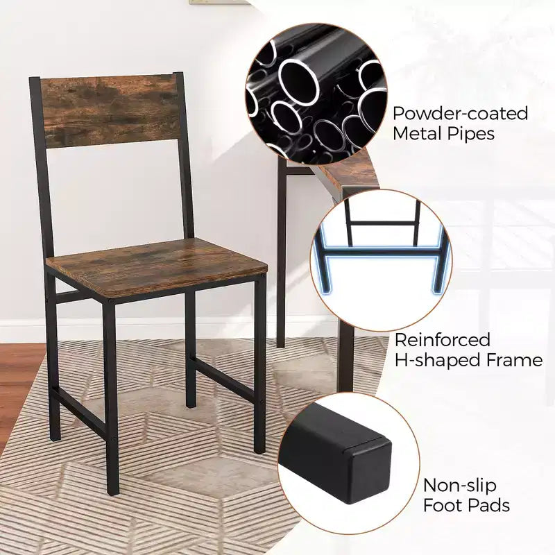 Costway Set of 2 Dining Chairs w/Metal Legs Slanted Back Wide Seat for Living Room