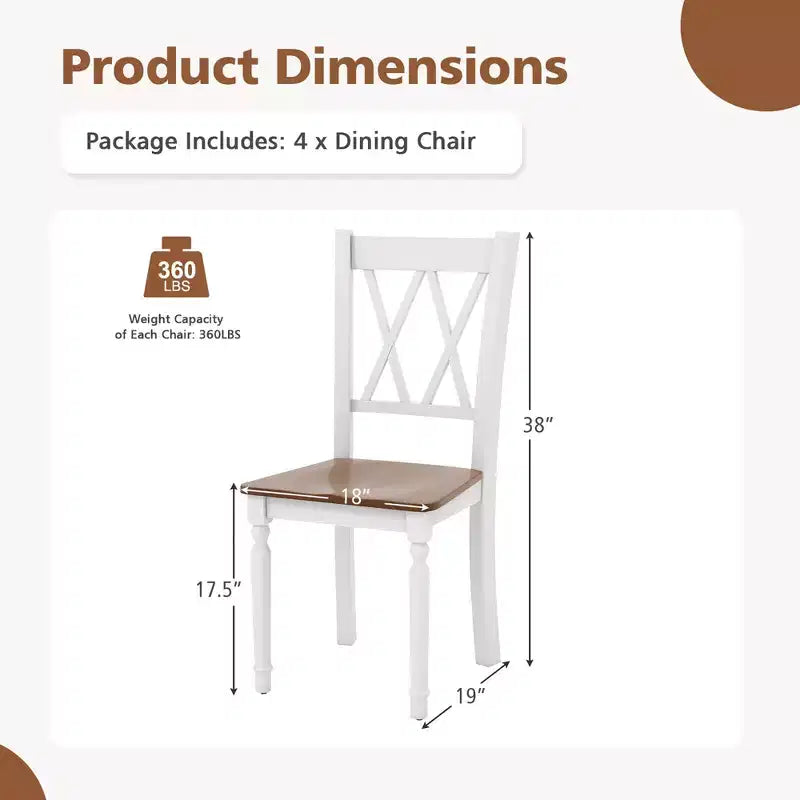 Costway Dining Chairs Set of 2 Wood Farmhouse Dining Room Side Chairs for Home Kitchen