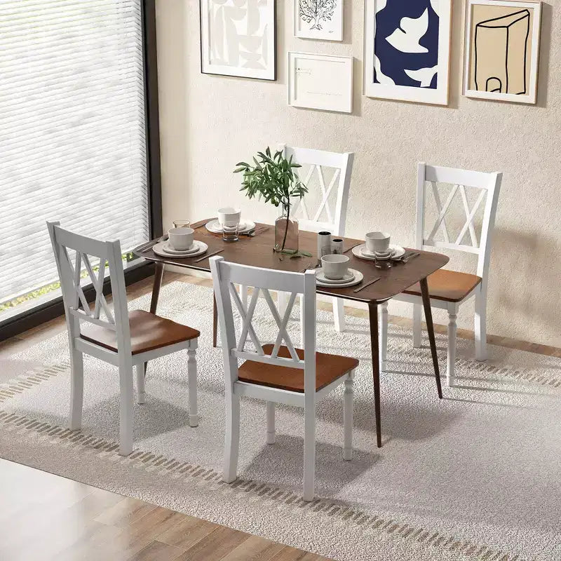Costway Dining Chairs Set of 2 Wood Farmhouse Dining Room Side Chairs for Home Kitchen