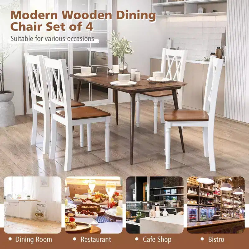 Costway Dining Chairs Set of 2 Wood Farmhouse Dining Room Side Chairs for Home Kitchen