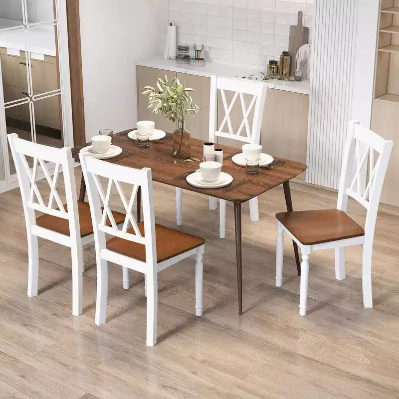 Costway Dining Chairs Set of 2 Wood Farmhouse Dining Room Side Chairs for Home Kitchen