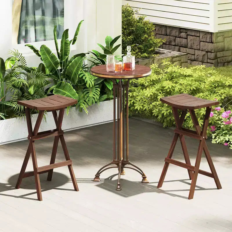 Costway Bar Stools Set of 2 30 Folding Bar Height Stools w/ Saddle Seat & Footrest