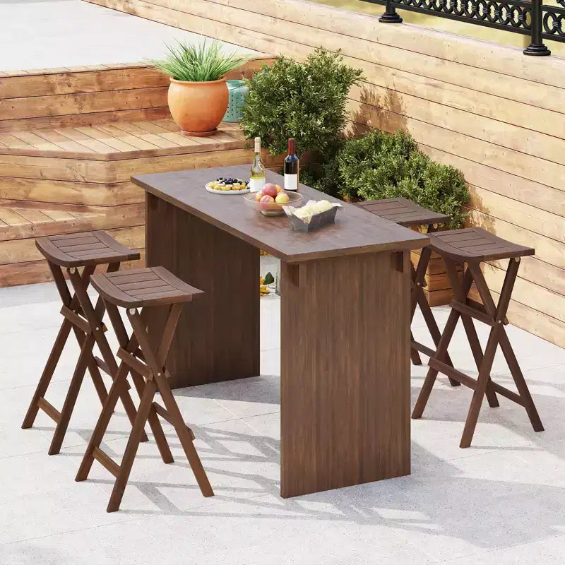 Costway Bar Stools Set of 2 30 Folding Bar Height Stools w/ Saddle Seat & Footrest