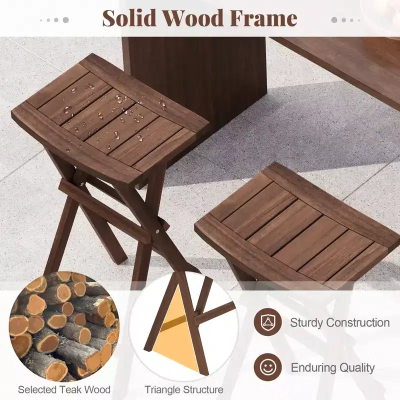 Costway Bar Stools Set of 2 30 Folding Bar Height Stools w/ Saddle Seat & Footrest