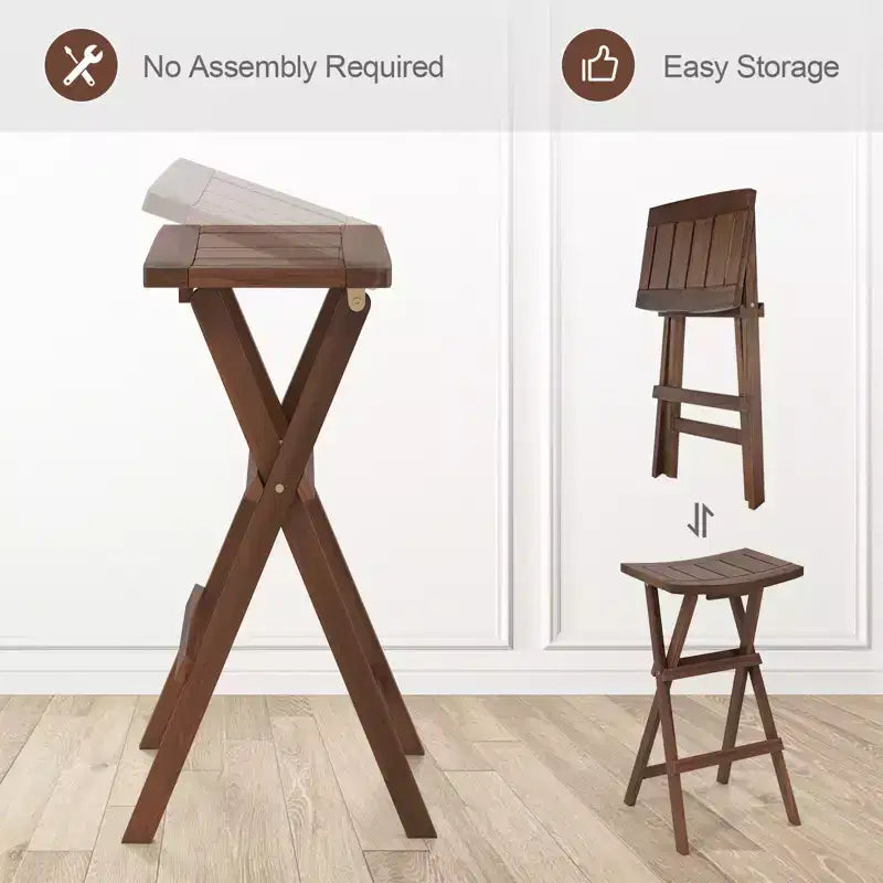 Costway Bar Stools Set of 2 30 Folding Bar Height Stools w/ Saddle Seat & Footrest