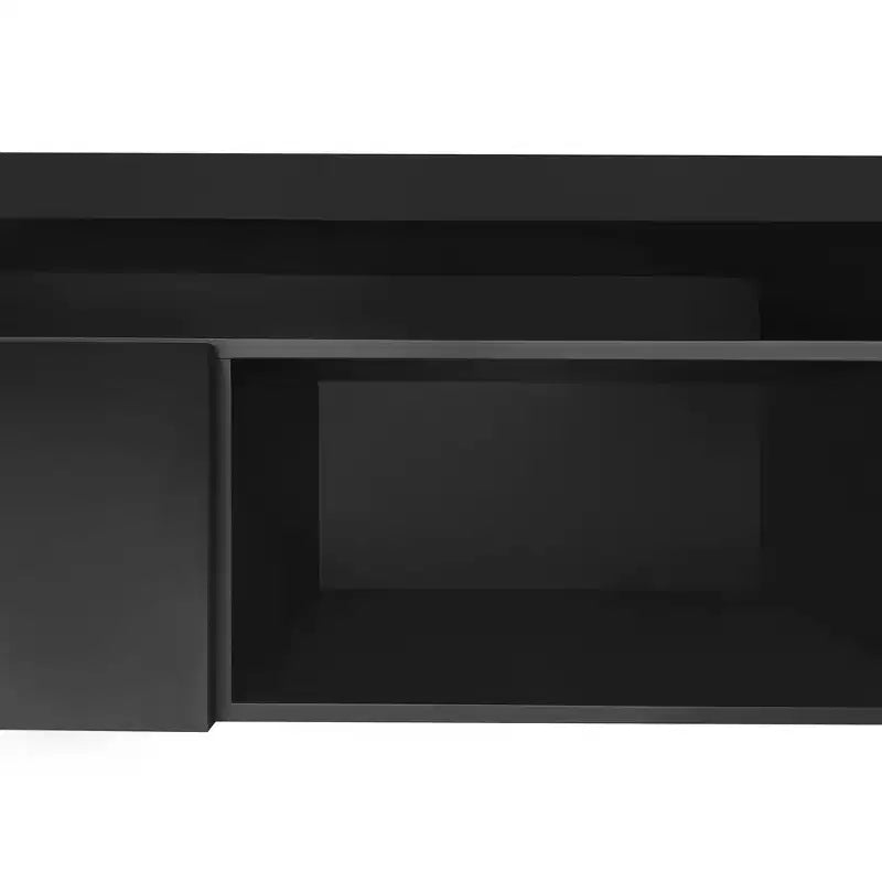 Modern TV Stand with LED Lights for 105 inch TV, TV Storage Cabinet Table with Glass Shelves for Living Room