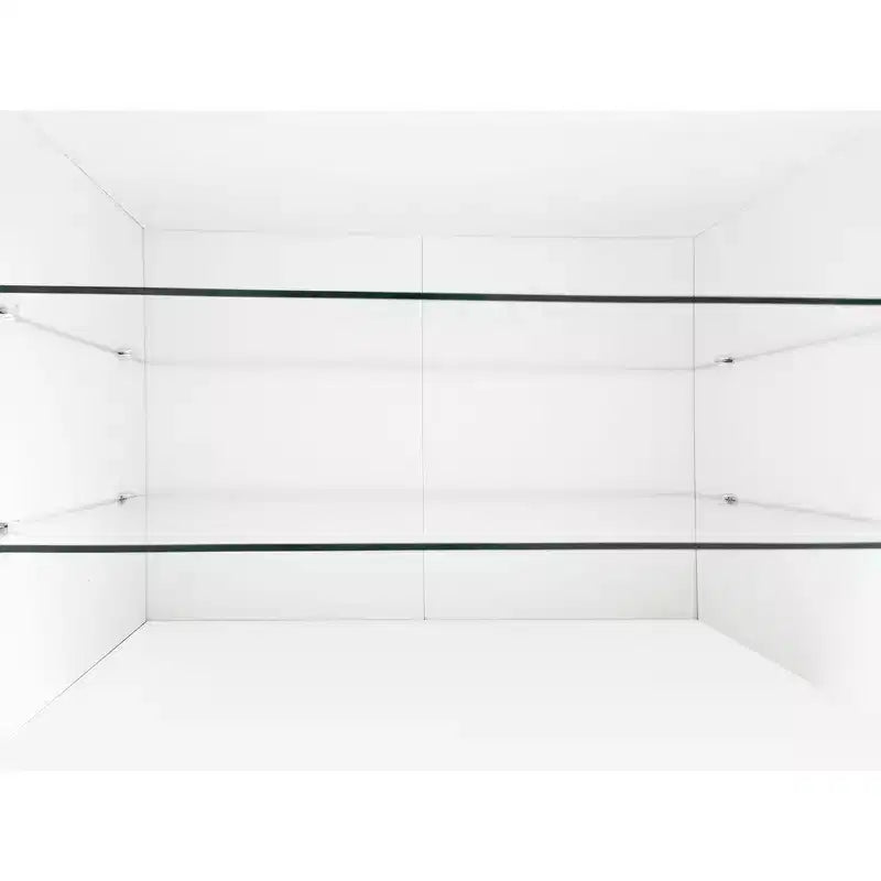 Modern TV Stand with LED Lights for 105 inch TV, TV Storage Cabinet Table with Glass Shelves for Living Room