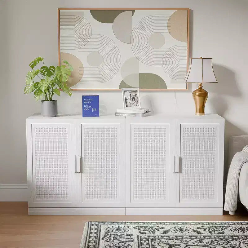 Dovelina Adjustable Hinges Cable Management! Black Sideboard Solves Storage Pain Points