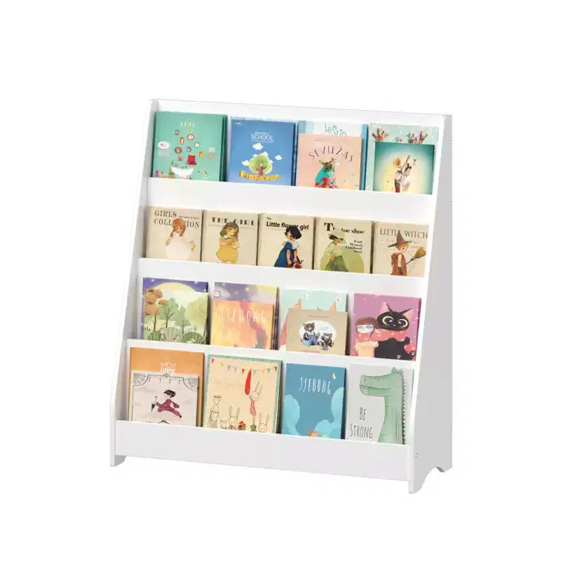 4-Tier Kids Bookshelf, Toddler Book Display Shelves, Helps Keep Bedrooms, Playrooms, and Classrooms Organized,White