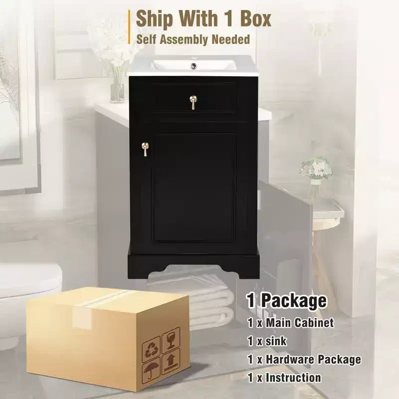 20 Small Bathroom Vanity Sink Combo with Drawers, Bathroom Floor Cabinet with Shelf and Soft Close Door