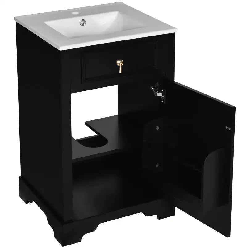 20 Small Bathroom Vanity Sink Combo with Drawers, Bathroom Floor Cabinet with Shelf and Soft Close Door