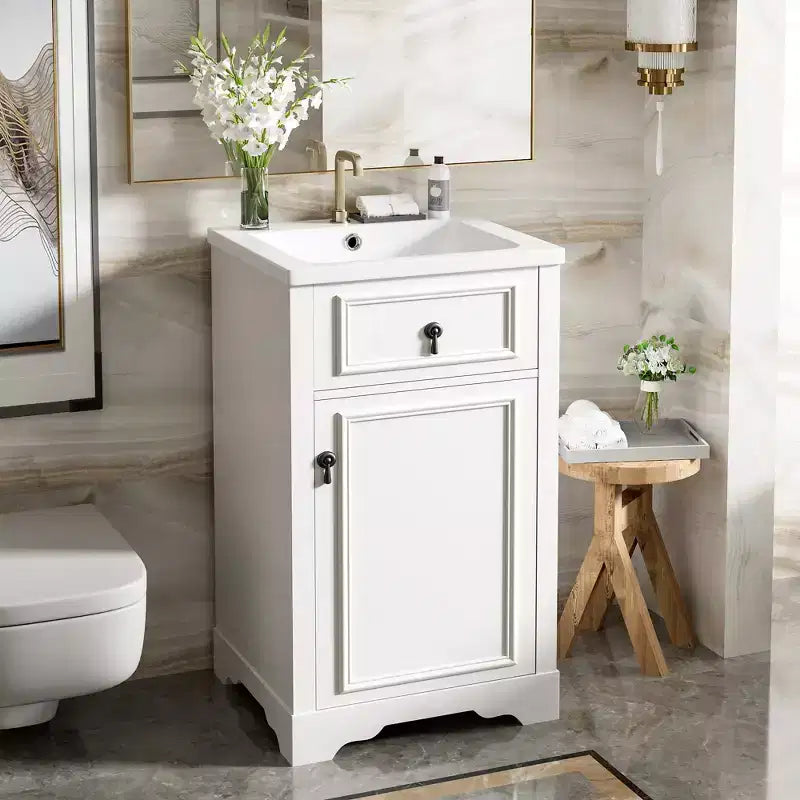 20 Small Bathroom Vanity Sink Combo with Drawers, Bathroom Floor Cabinet with Shelf and Soft Close Door