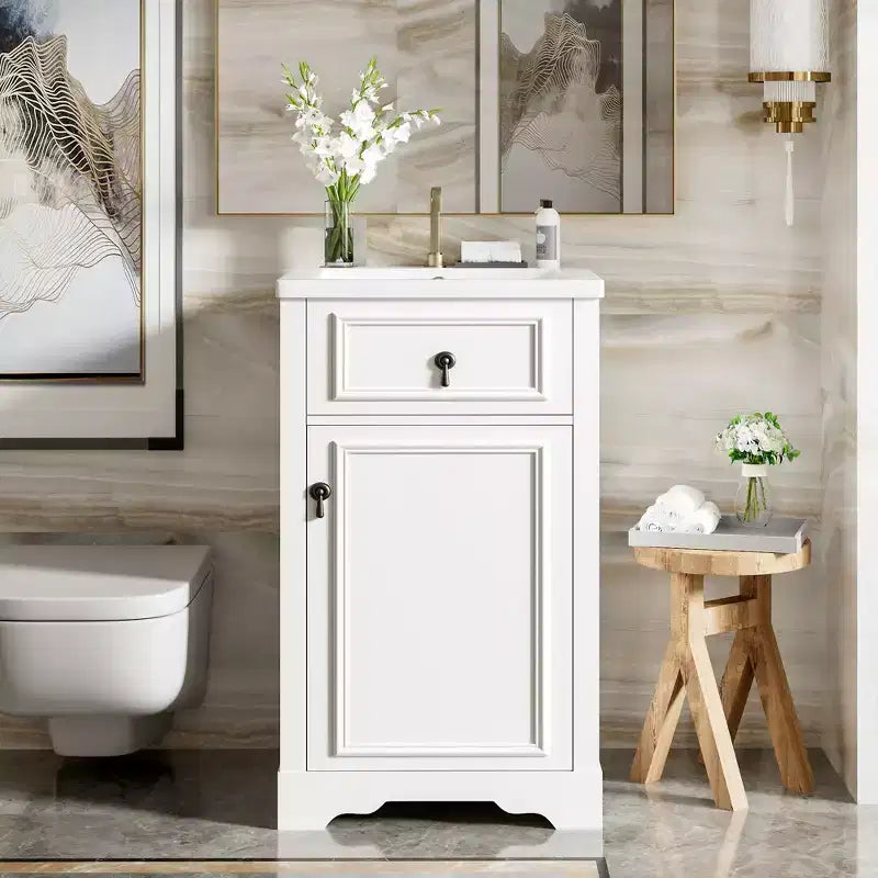 20 Small Bathroom Vanity Sink Combo with Drawers, Bathroom Floor Cabinet with Shelf and Soft Close Door