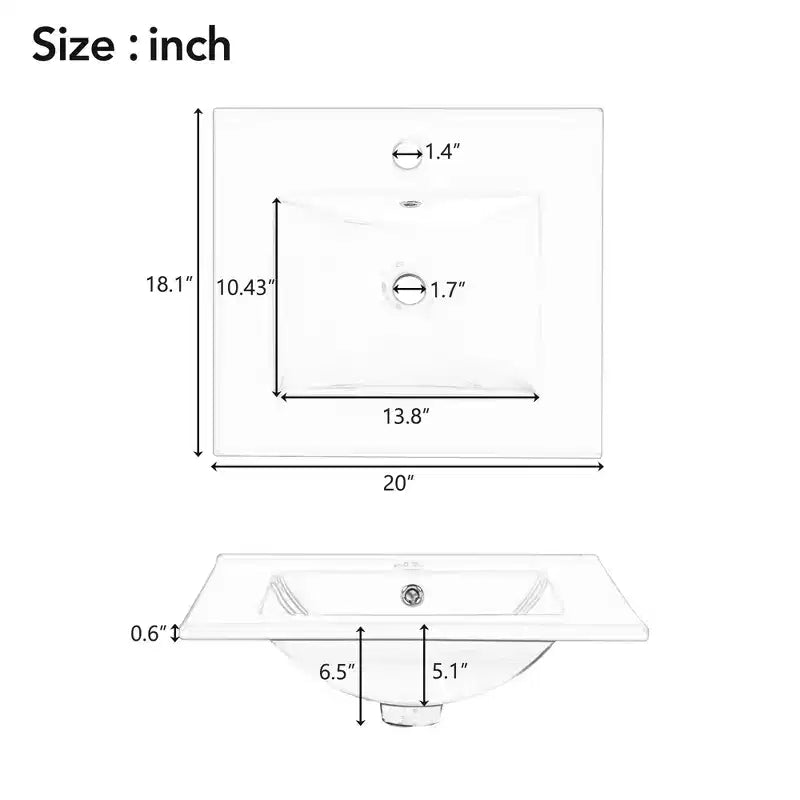 20 Small Bathroom Vanity Sink Combo with Drawers, Bathroom Floor Cabinet with Shelf and Soft Close Door