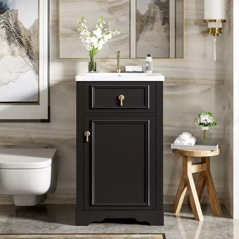 20 Small Bathroom Vanity Sink Combo with Drawers, Bathroom Floor Cabinet with Shelf and Soft Close Door