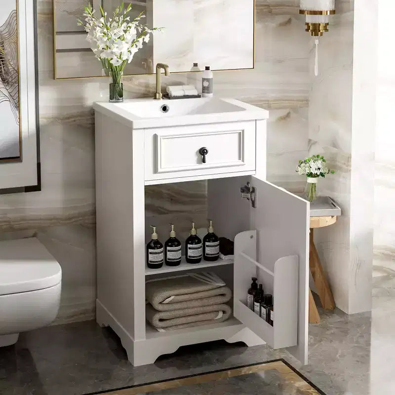 20 Small Bathroom Vanity Sink Combo with Drawers, Bathroom Floor Cabinet with Shelf and Soft Close Door