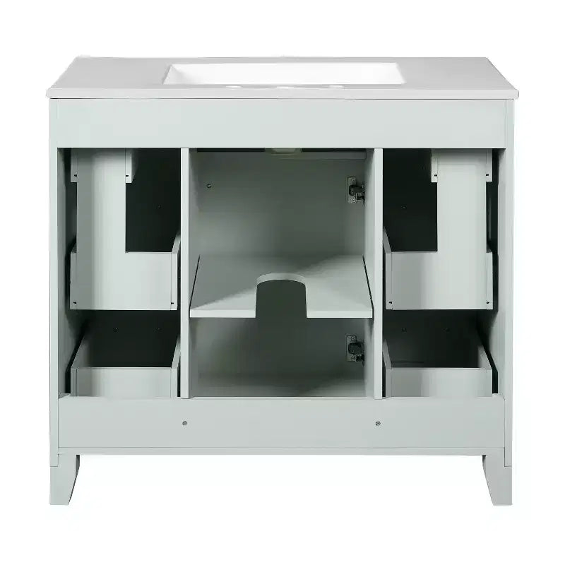 36 Green Bathroom Vanity with Sink, Bathroom Storage Cabinet with Drawers and Adjustable Shelf