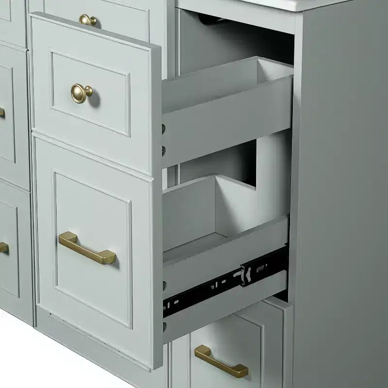 36 Green Bathroom Vanity with Sink, Bathroom Storage Cabinet with Drawers and Adjustable Shelf