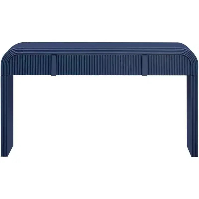 55 Modern Glossy Console Table, Rounded Sideboard Storage Cabinet with 3 Drawers, for Entryway, Living Room, Dining Room