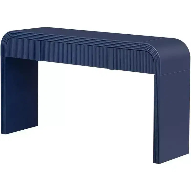55 Modern Glossy Console Table, Rounded Sideboard Storage Cabinet with 3 Drawers, for Entryway, Living Room, Dining Room