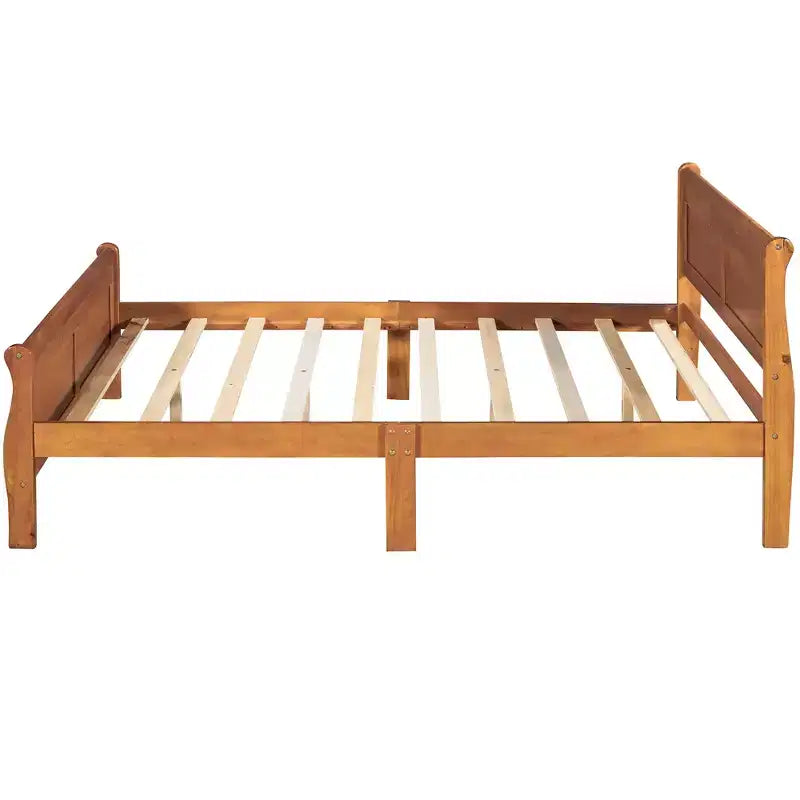 Polibi Solid Wood Platform Bed with Panel Headboard