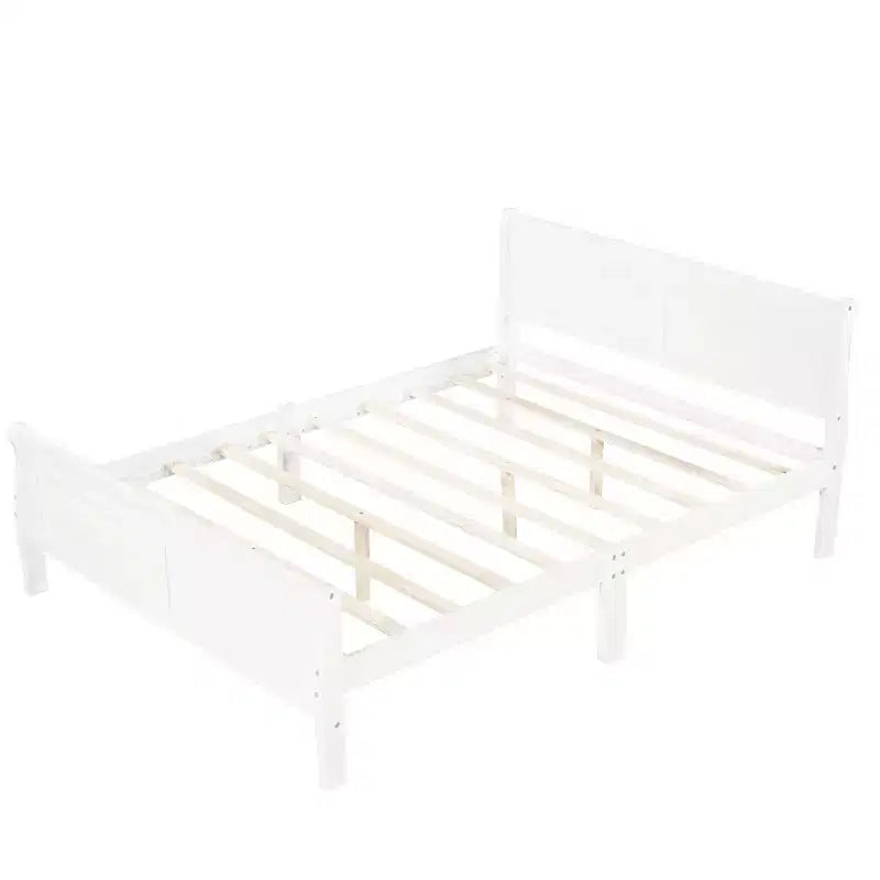 Polibi Solid Wood Platform Bed with Panel Headboard