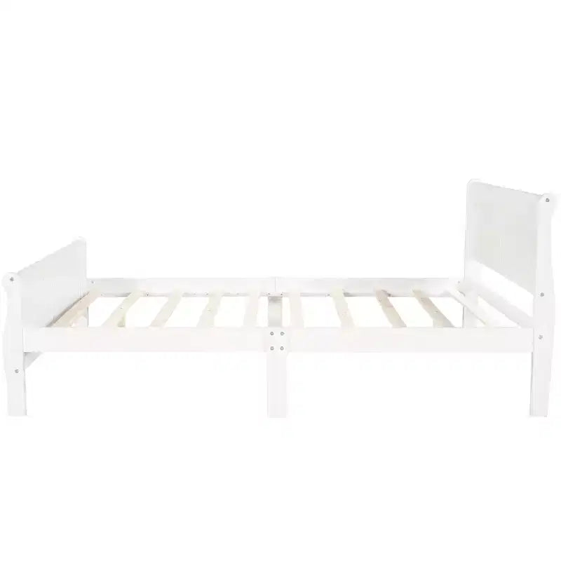 Polibi Solid Wood Platform Bed with Panel Headboard