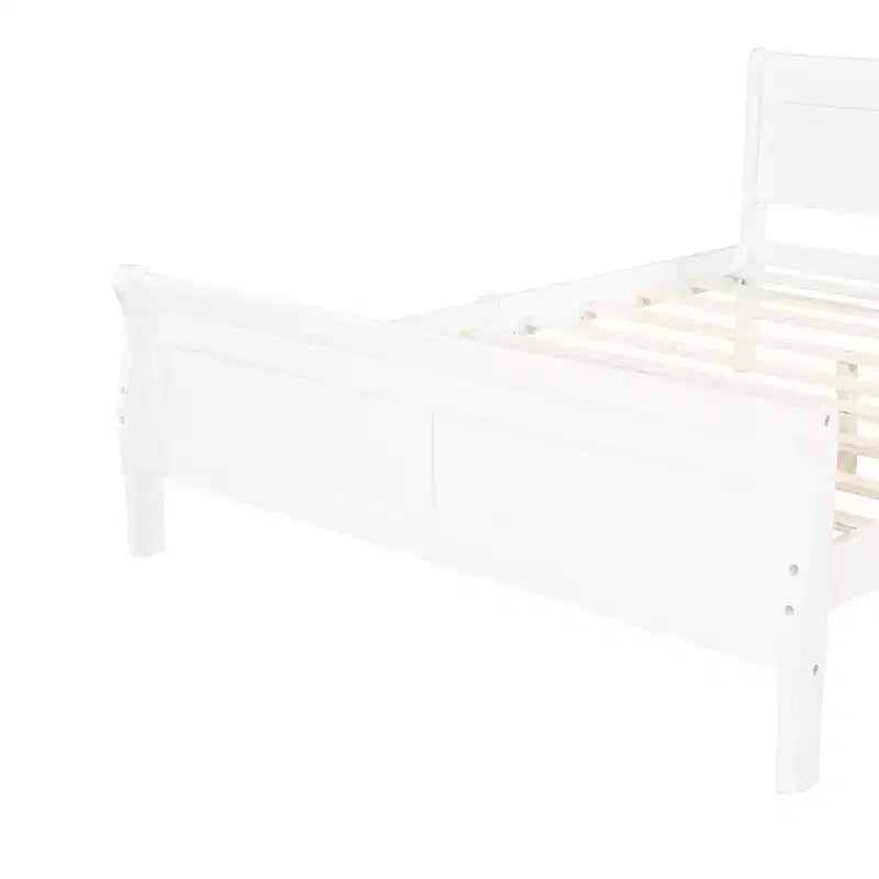 Polibi Solid Wood Platform Bed with Panel Headboard