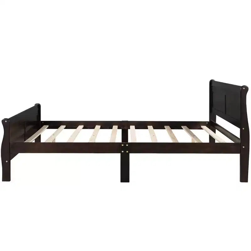 Polibi Solid Wood Platform Bed with Panel Headboard