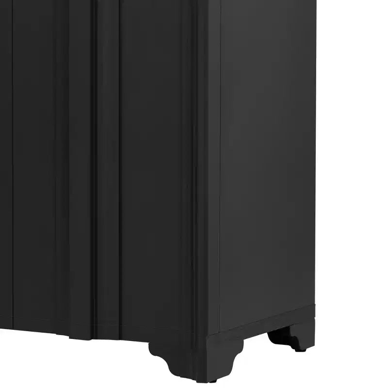 TUYOHW Modern 4-Door Sideboard,Storage Cabinet with Linear Accents,Pine Veneer,Triangular Legs,Console Cabinet for Living Room,Entryway,Study
