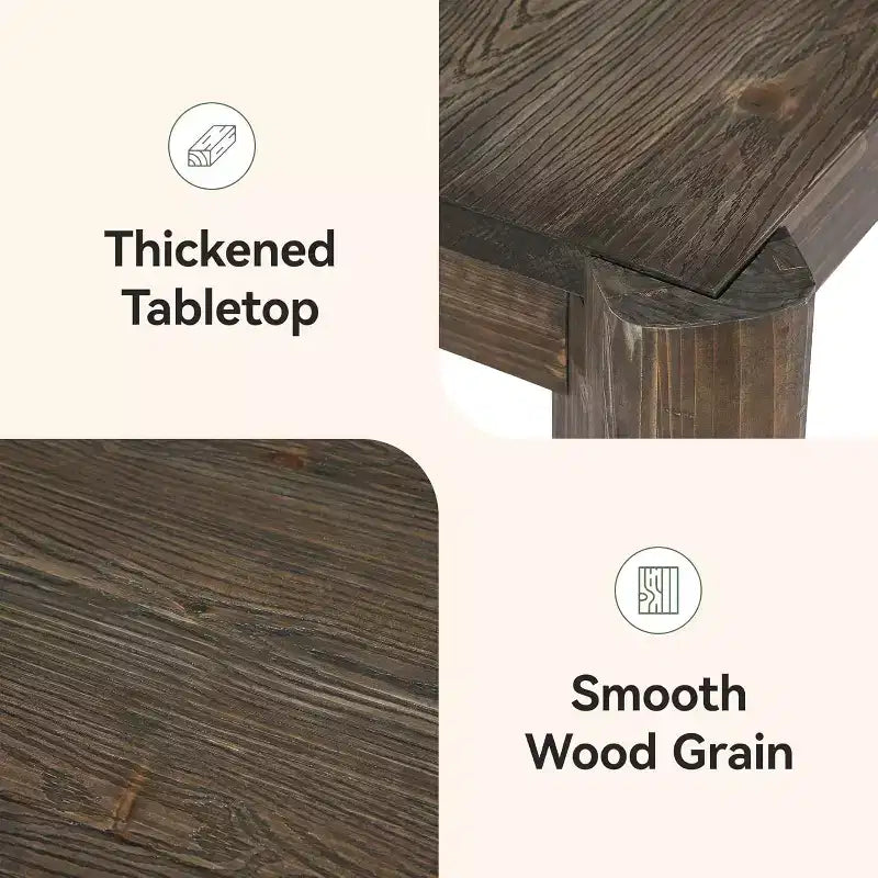Lantine 63 Solid Wood Dining Table for 6 People, Farmhouse Kitchen Table with Heavy Duty Legs for Dining Room, Easy Assembly