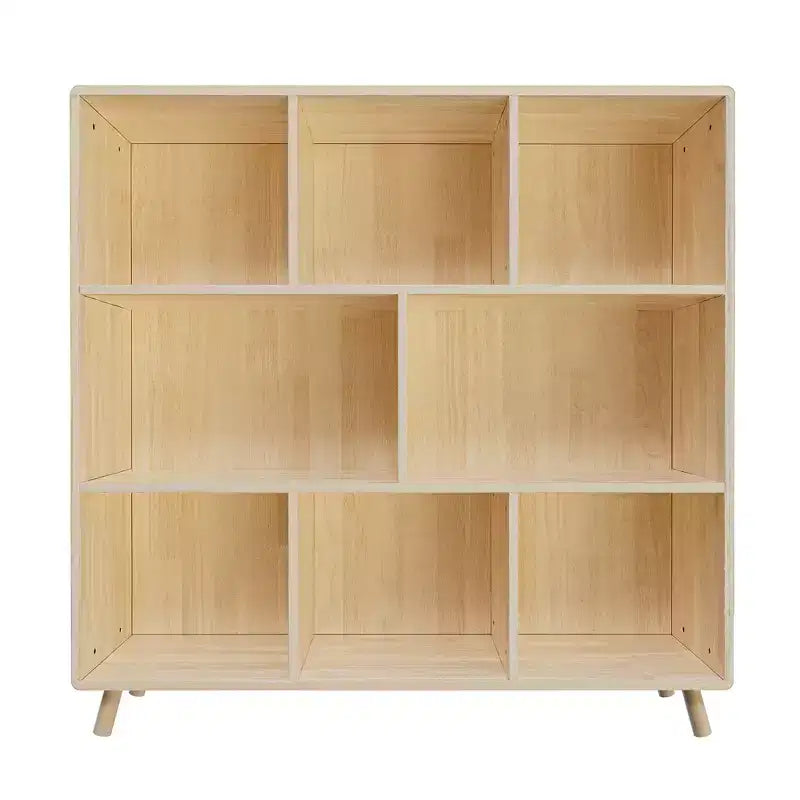 Pine Wood 8-Compartment Storage Cabinet, 44L x44 H Fixed Shelves Organizer for Books/Toys/Home Dcor, Modern Wooden Bookcase