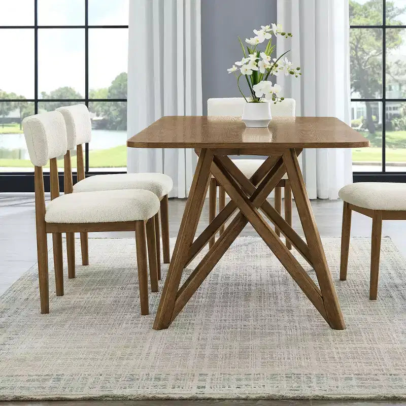 Roundhill Furniture Axler 70-in Length Dining Table, Tripod-Cross Leg