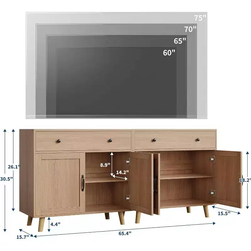 72.4 Freestanding Wooden Bookcase with Storage, Tall Bookshelf Featuring Doors & Drawers, Display Shelf for Living Room, Office, Bedroom, Kitchen