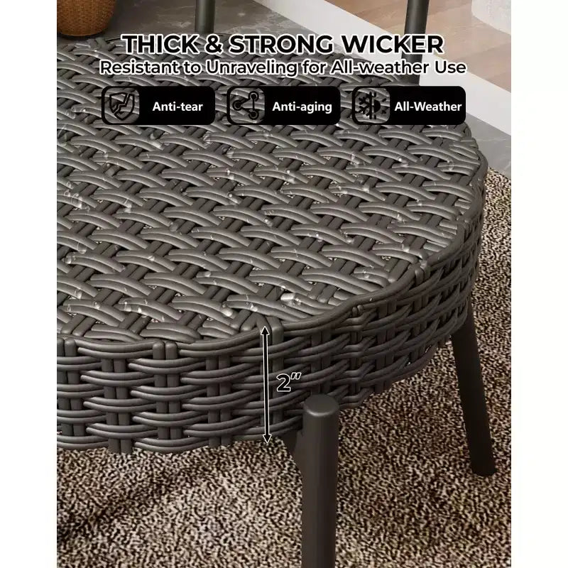 COZONY 3-Piece Wicker Patio Bistro Set, Outdoor Furniture Set with Round Rattan Chairs & Coffee Table, Perfect for Yard, Garden